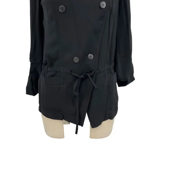 Aritzia Babaton Hamelin Jacket Crepe Draped Button Drawstring Black Size XS - Picture 5 of 12